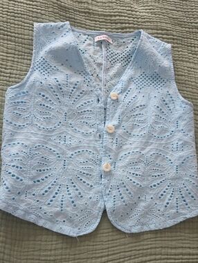 La Diosa Light Blue Eyelet Top